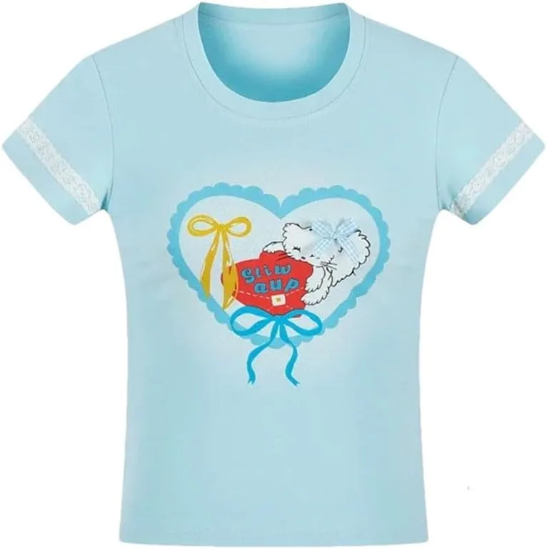 

Женская футболка Shoujo Girl Style с принтом Love Pattern