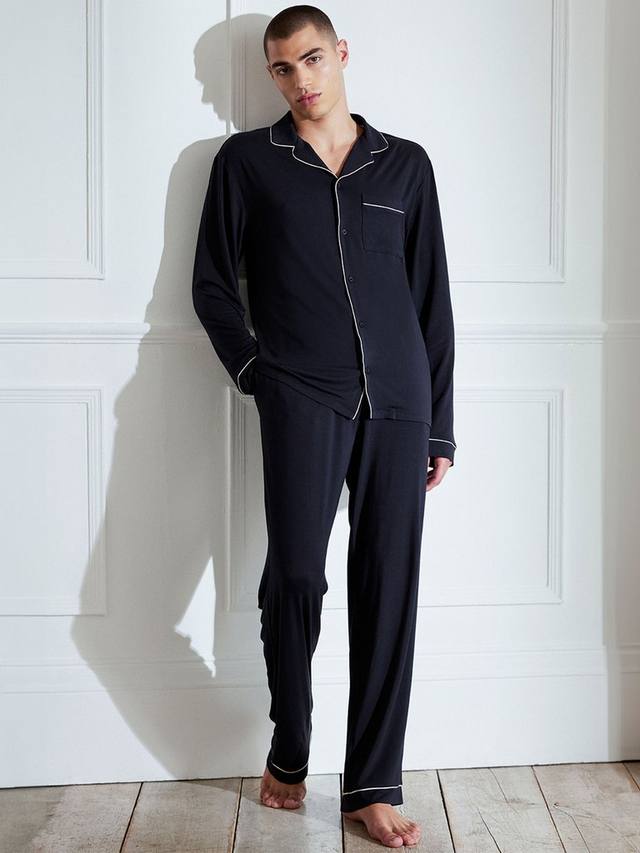 

Комплект пижамы Modal с длинными рукавами и пуговицами Chelsea Peers, Navy