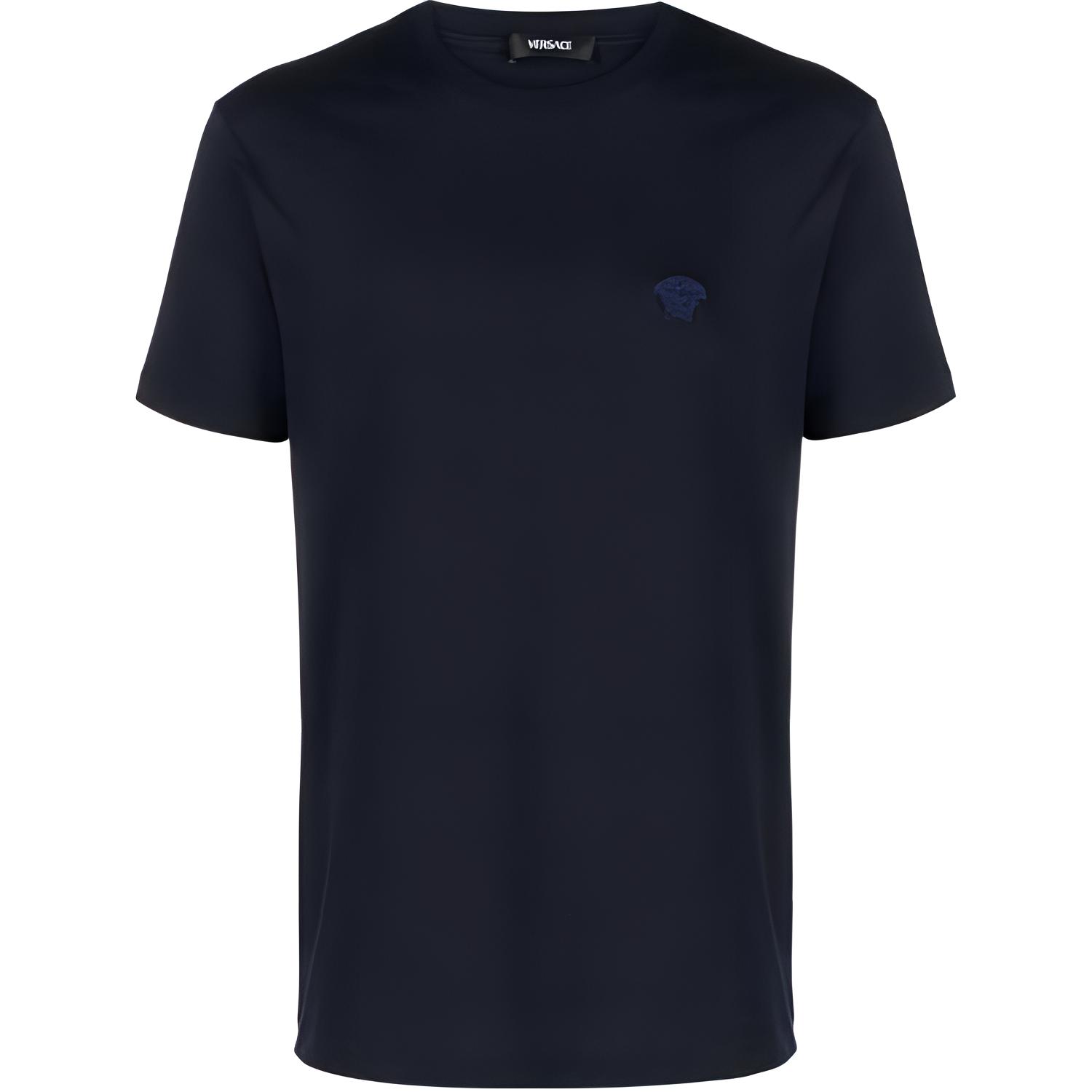 

Футболка с круглым вырезом и вышитым логотипом VERSACE, Marine Blue