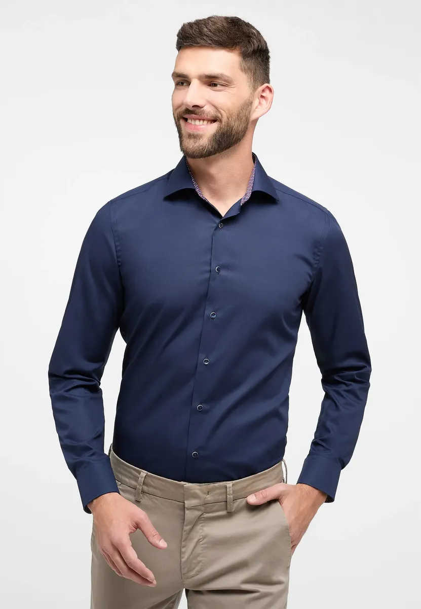 

Рубашка Eterna с длинными рукавами "SLIM FIT", цвет морской волны
