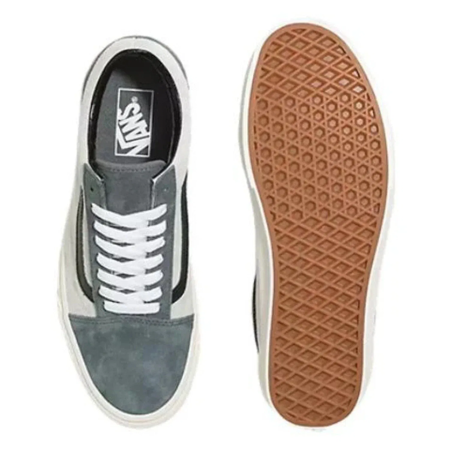 Мужские кроссовки Vans Old Skool Pig VN000CP5G0Z, серые замшевые, на платформе, HTAT171 — фото 4