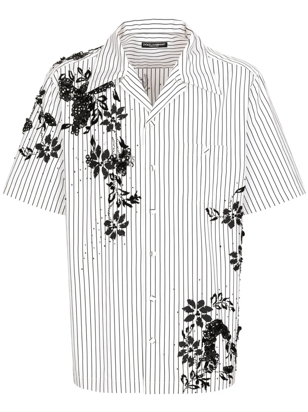

Полосатая рубашка с цветочным принтом DOLCE & GABBANA, белый