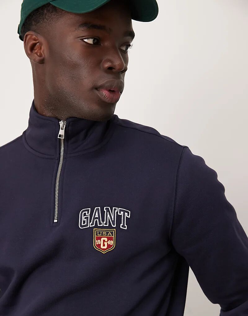 

Толстовка GANT с логотипом varsity на молнии в цвете «темно-синий»