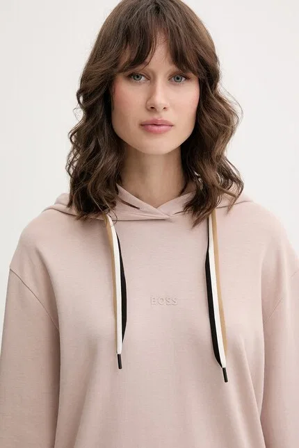 Худи женское свободный крой CP Stripe Hoodie BOSS, бежевый — фото 4