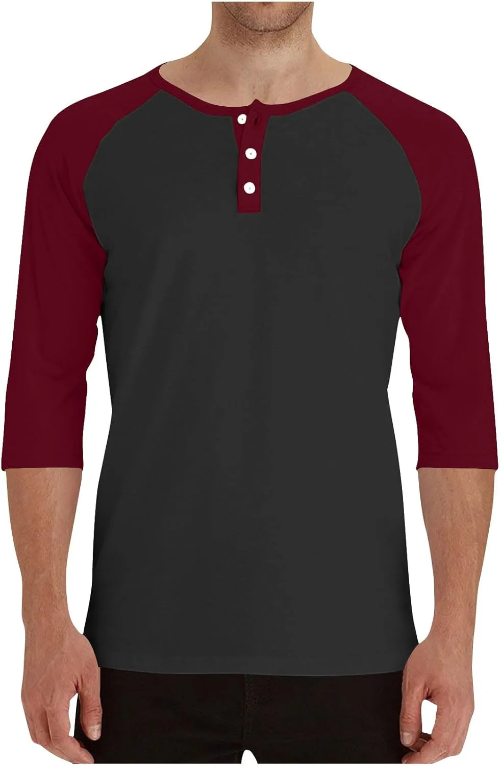 

Футболка мужская 3/4 рукава Raglan Sleeve Henley Color Block Mrmaere