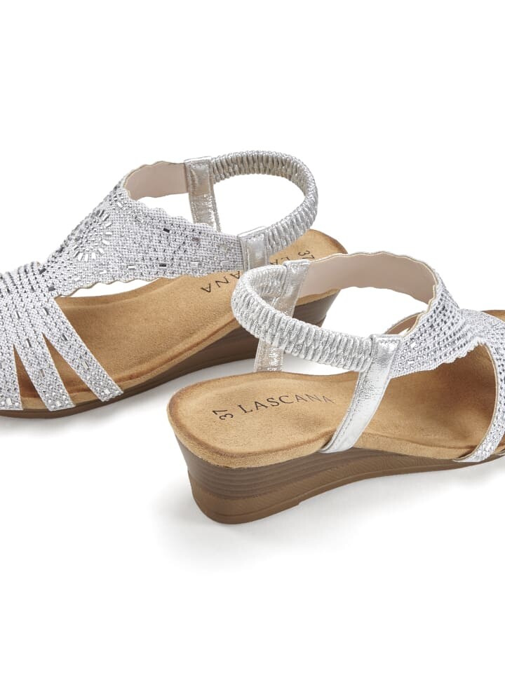 Сандалии на плоской подошве LASCANA Sandalette, цвет silberfarben — фото 4