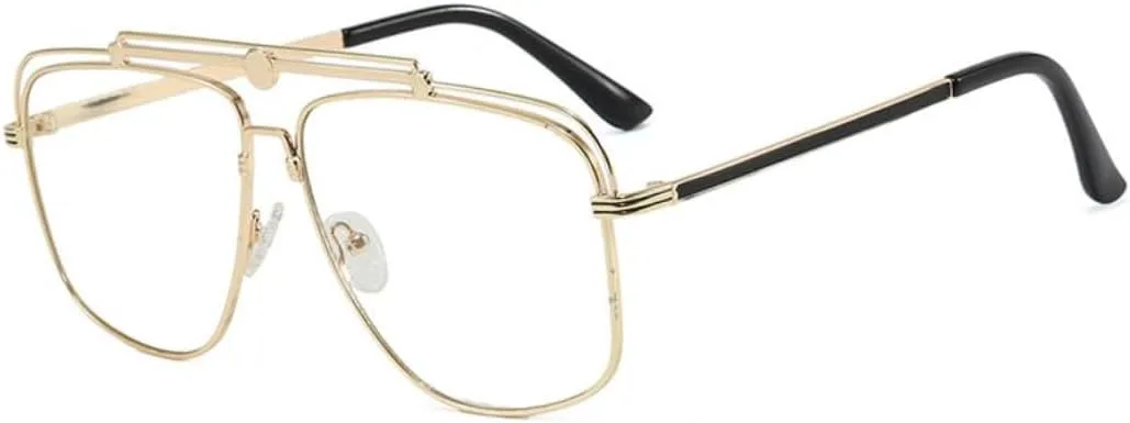 

Винтажные металлические солнцезащитные очки с двойной перемычкой для женщин, популярные в стиле панк, для активного отдыха и вождения, для мужчин VRTRFFTR, Gold Clear