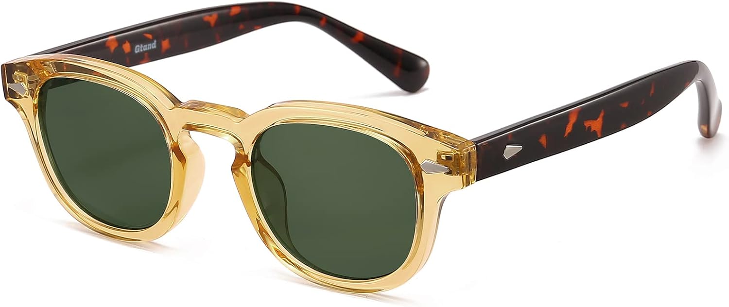 

Солнцезащитные очки Gtand Unisex в винтажном ретро-стиле круглой формы с тонировкой для мужчин и женщин, модные круглые солнцезащитные очки 46 мм, C33 Crystal Yellow Frame/G15 Lens/Tortoise Temples
