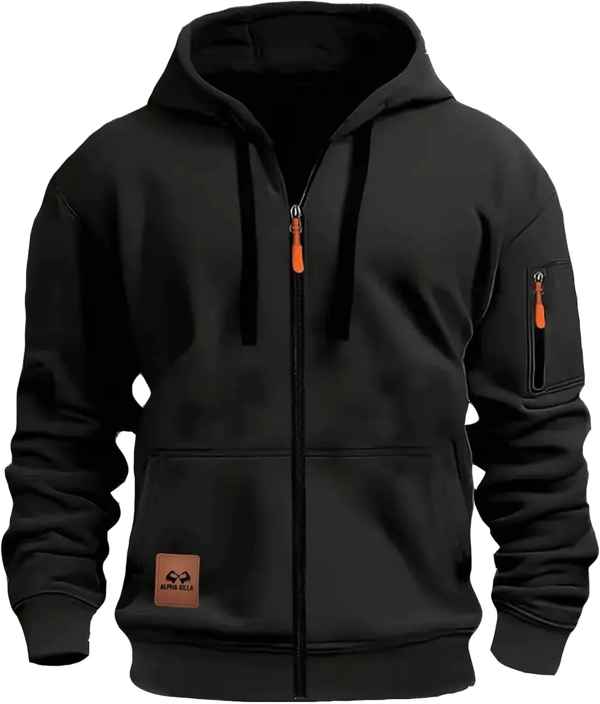 

Толстовка с капюшоном Tactical Full Zip Up для мужчин, свободная, с карманами QotLoyi