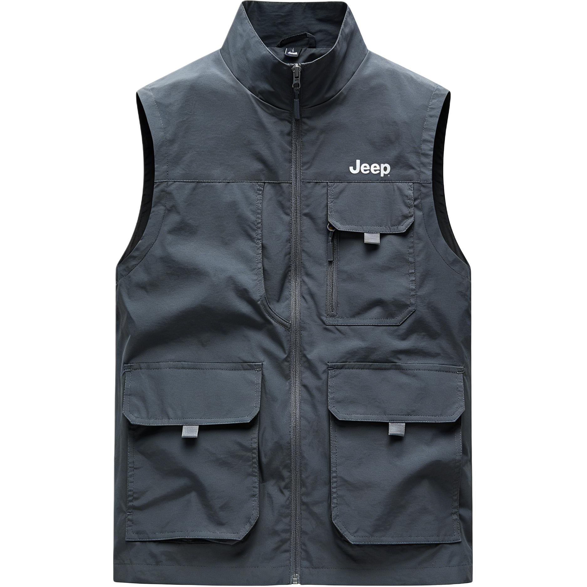 

Жилет Unisex Stand Collar Moderate Workwear Jeep, серый