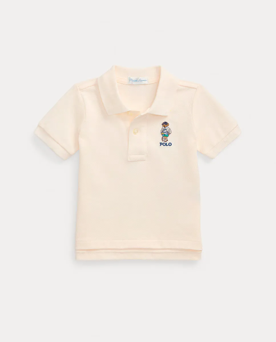 

Детская поло для мальчика из хлопкового пике с Polo Bear Polo Ralph Lauren, цвет Crudo