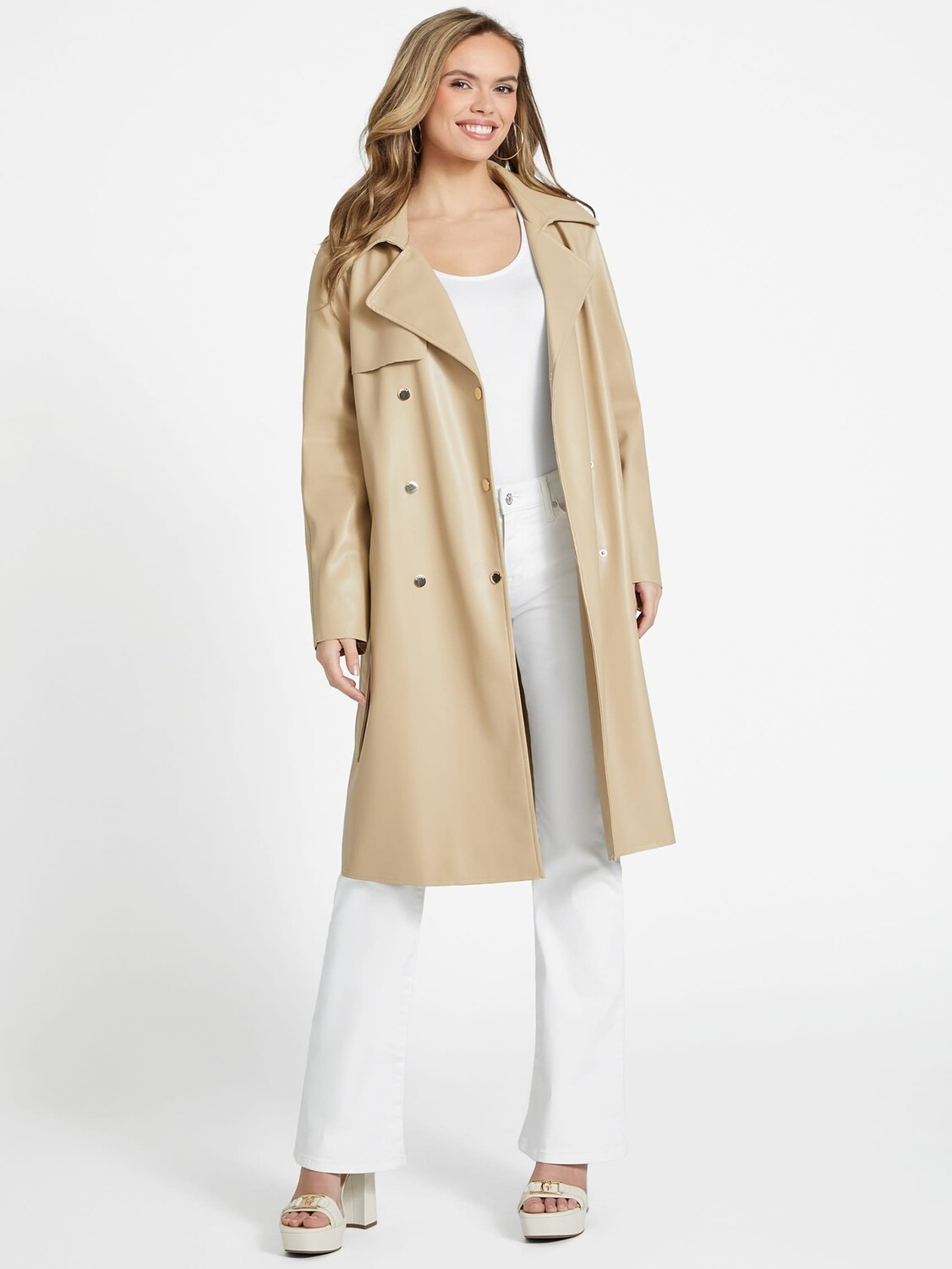 

Тренч Rosalyn из искусственной кожи Guess Factory, цвет New Dawn