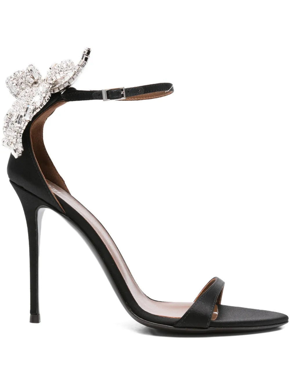 Босоножки на каблуке-шпильке высотой 100 мм с декором Giuseppe Zanotti, черный