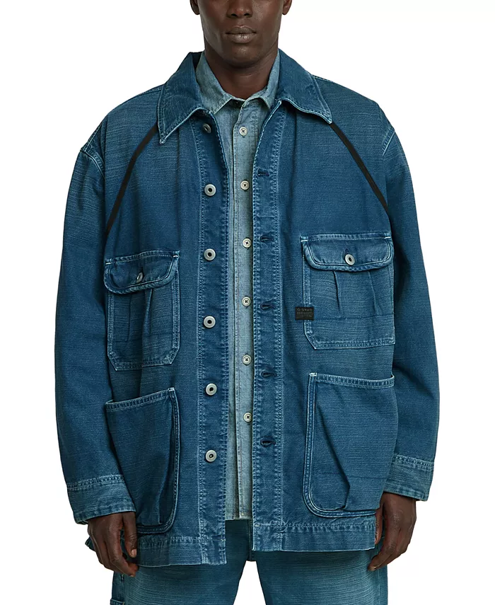 

Мужская оверсайз джинсовая куртка на пуговицах в стиле чор G-Star Raw, синий