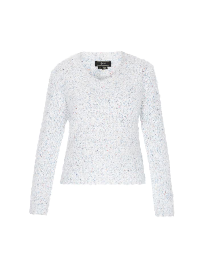 

Женский свитер белого цвета с разноцветными вставками faina