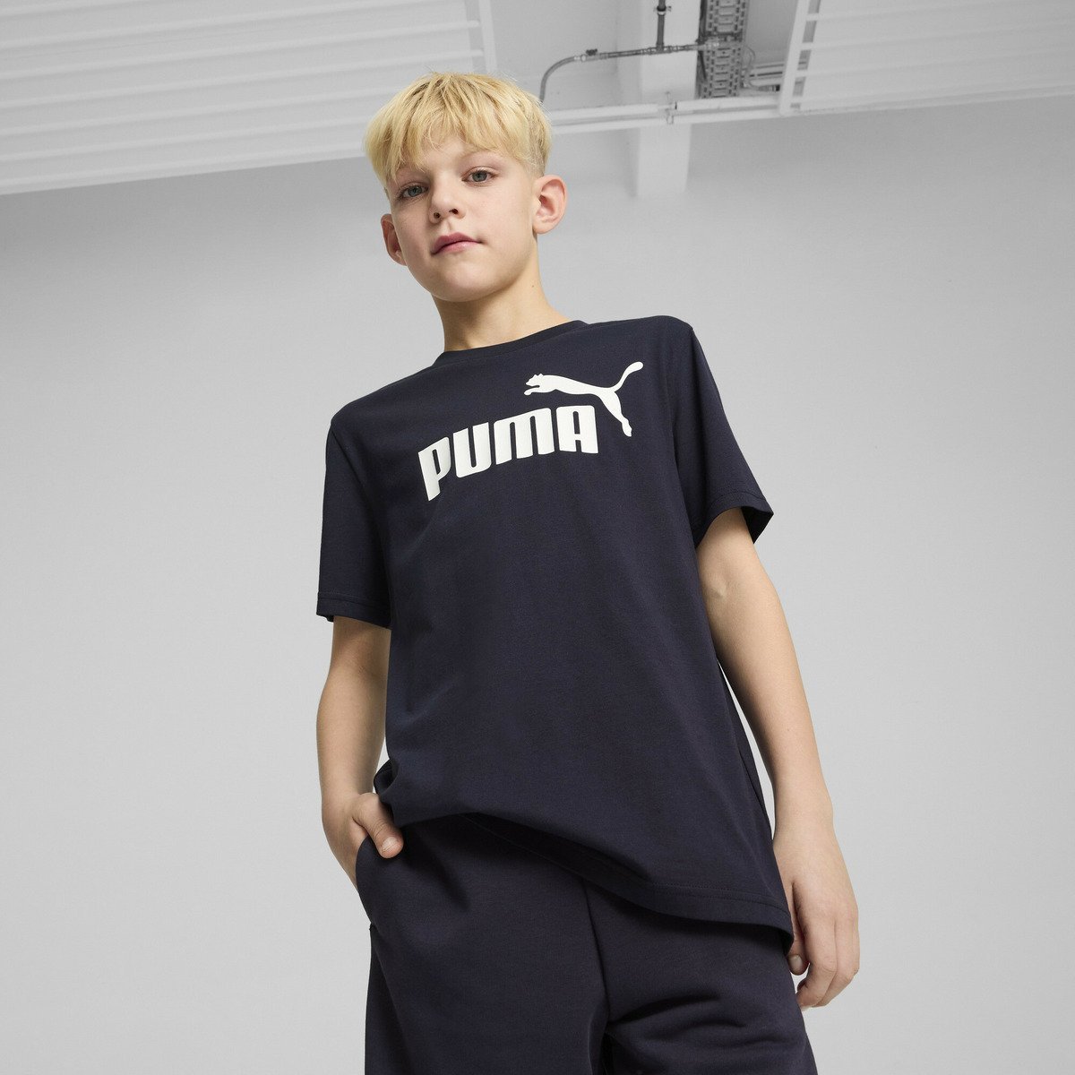 Детская футболка ESS № 1 с коротким рукавом и логотипом, размер B, рост 120-160 см PUMA, New Navy