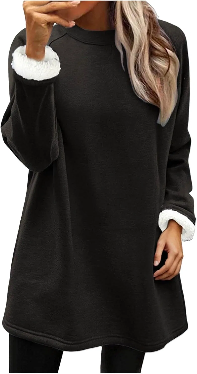 Толстовка женская, свободная, с начесом, Oversize, черный