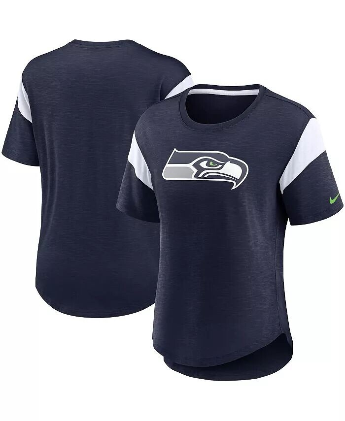 

Женская модная футболка темно-синего цвета с логотипом Heather College Seattle Seahawks Nike