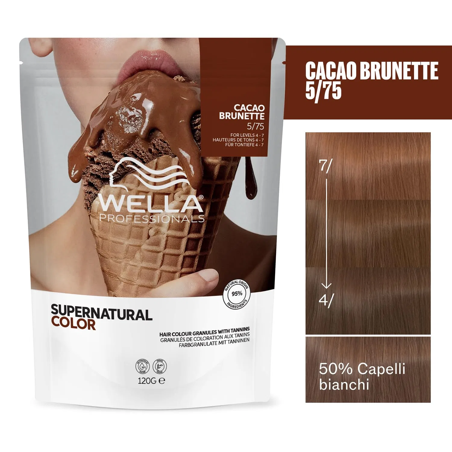 Профессиональная краска для волос «Supernatural Color 5/75 Cacao Brunette» от Wella Wella — фото 2