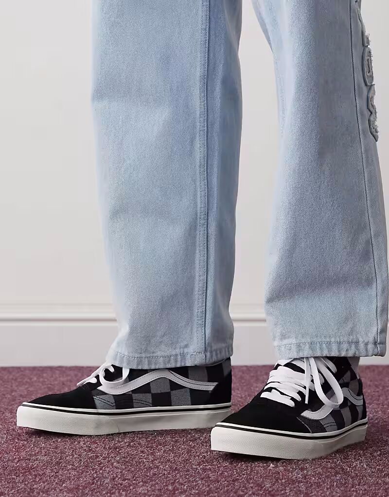 Кроссовки Vans Old Skool с монохромным шахматным узором черного цвета — фото 2