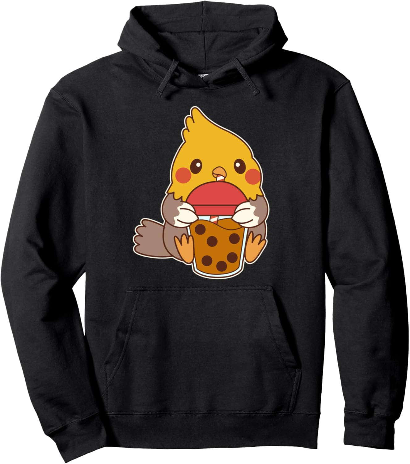 

Милая толстовка с изображением кореллы, пьющей чай боба Bubble Tea Cockatiel Gifts & Co., черный