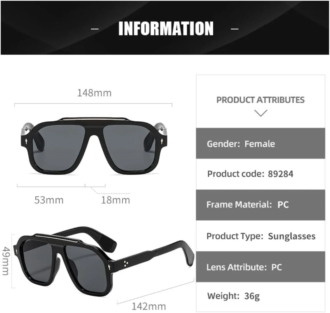 

Солнцезащитные очки для мужчин и женщин - защита UV400 - прозрачные линзы Ocean с заклепками для занятий спортом на открытом воздухе и вождения DSVIGF, Tyj395-3