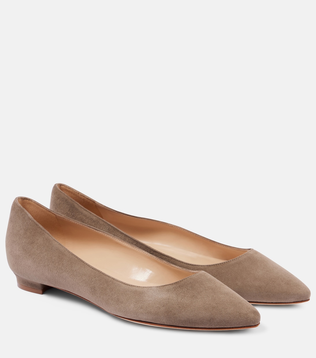 Ланза BB балетки из замши Manolo Blahnik, бежевый