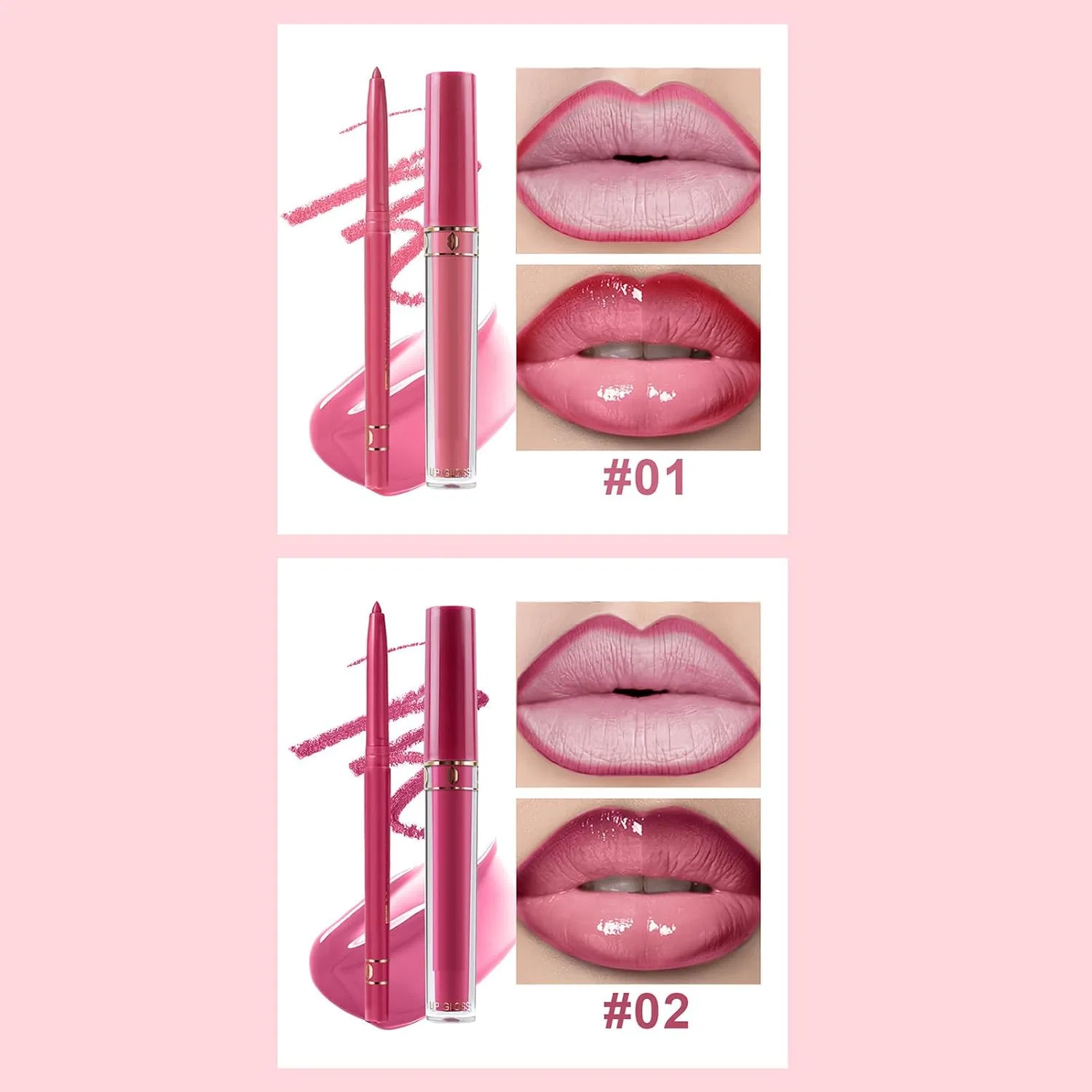 Набор блесков для губ и карандашей Lip Collars, увлажняющий, 7×2.5 мл + 6×0.3 г — фото 4