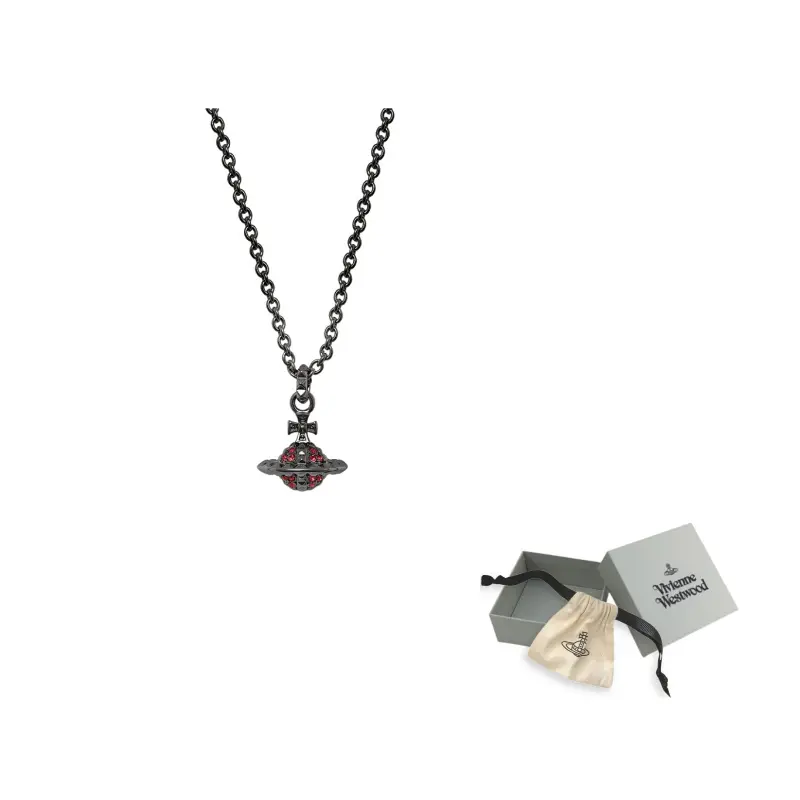 

Vivienne Westwood Латунное ожерелье с искусственными кристаллами женское, цвет гунметалл серый красный