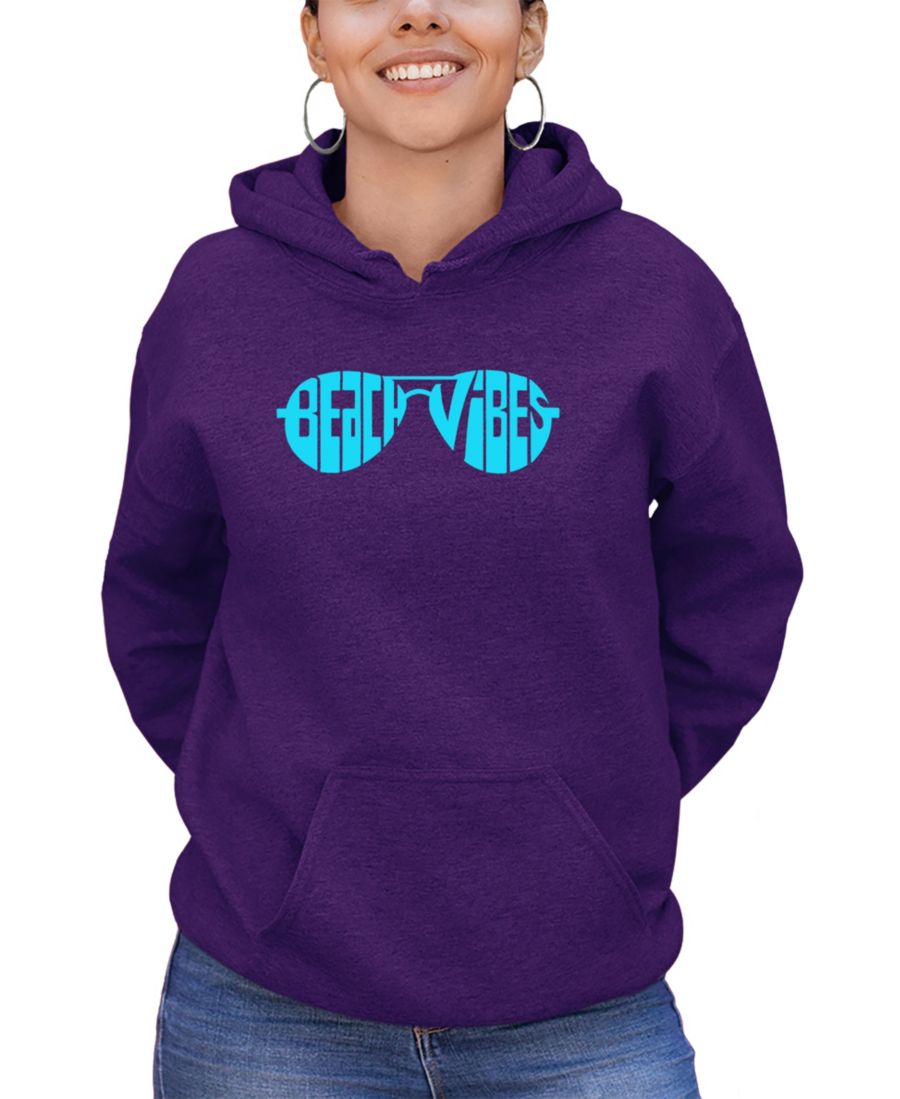 

Женская толстовка с длинными рукавами Beach Vibes с надписью "Wonder Art" LA Pop Art, Purple