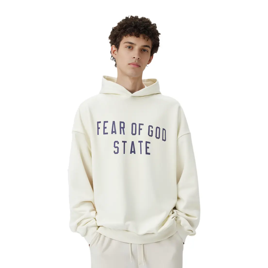 Толстовка с капюшоном из флиса Fear Of God Essentials, цвет слоновая кость/бежевый — фото 4