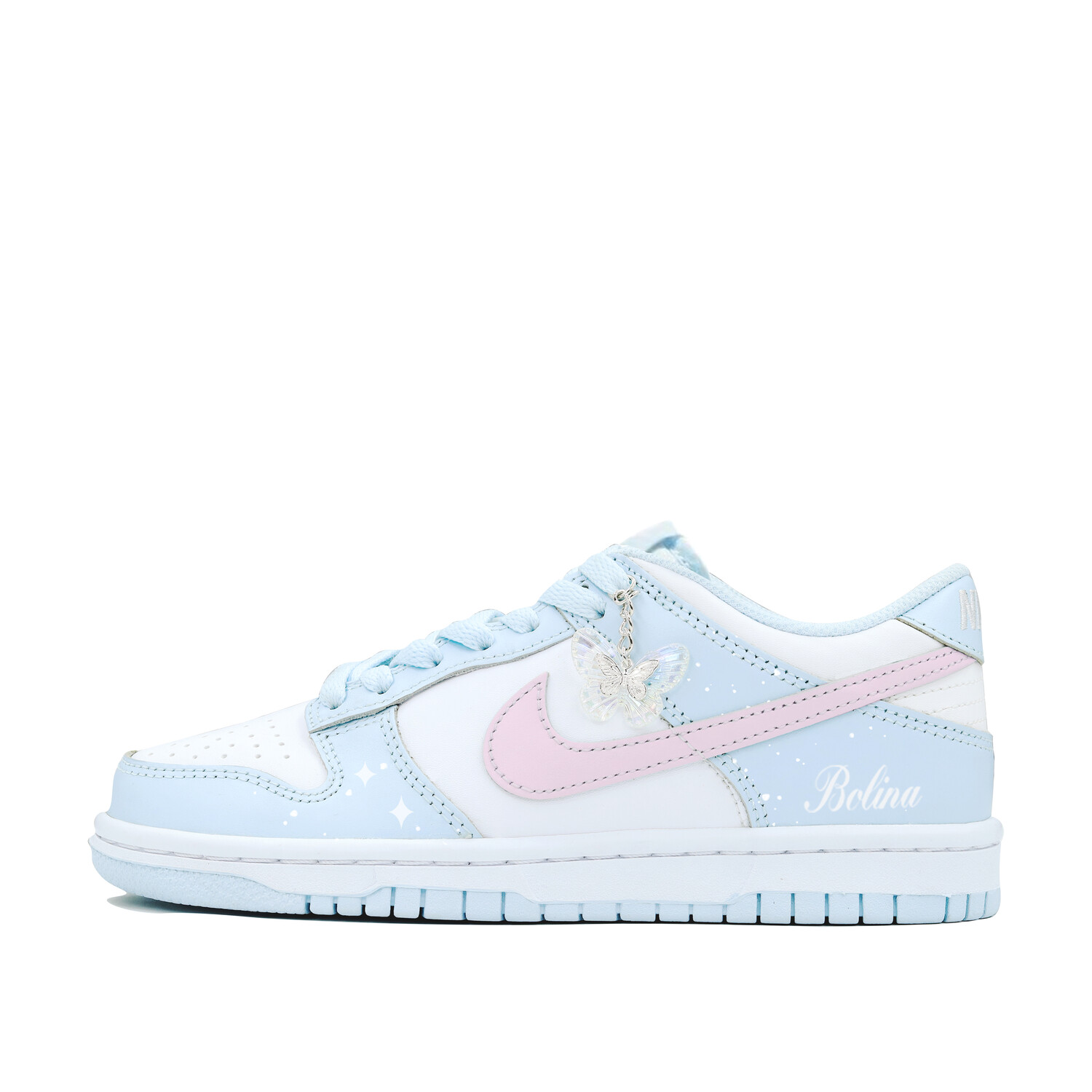 

Кроссовки Nike Dunk Skateboarding Shoes Women's Low-top, синий/белый/розовый