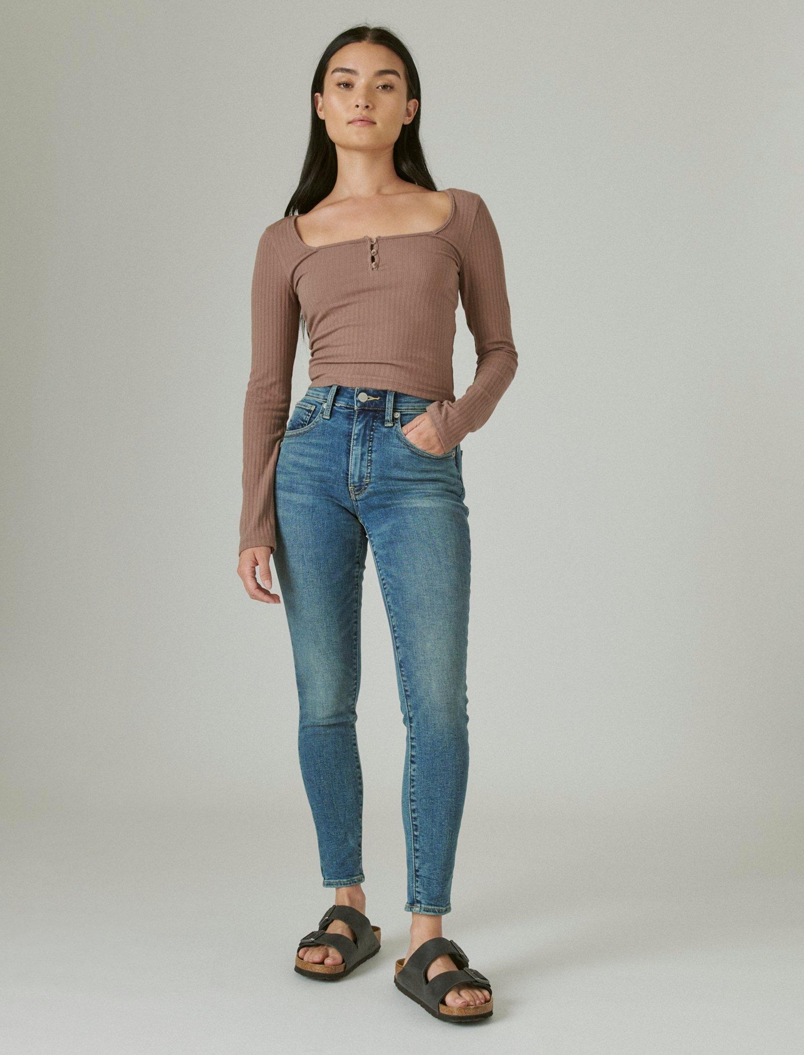 

Женские облегающие джинсы Lucky Brand с высокой посадкой Bridgette, цвет medium dark blue