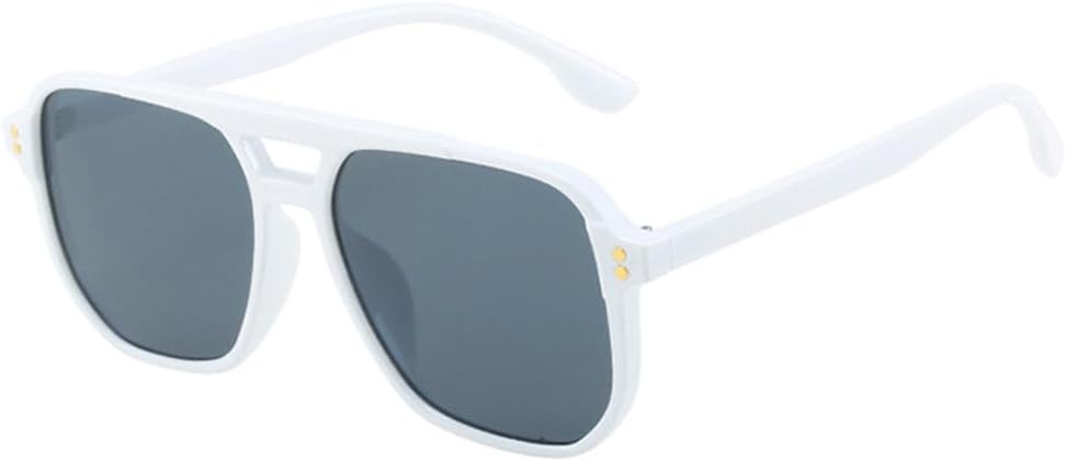 

Модные солнцезащитные очки с двойной перемычкой для женщин, ретро-стиль, с заклепками, защита от УФ-излучения UV400, градиентные солнцезащитные очки для мужчин TYUVIVO, White Grey