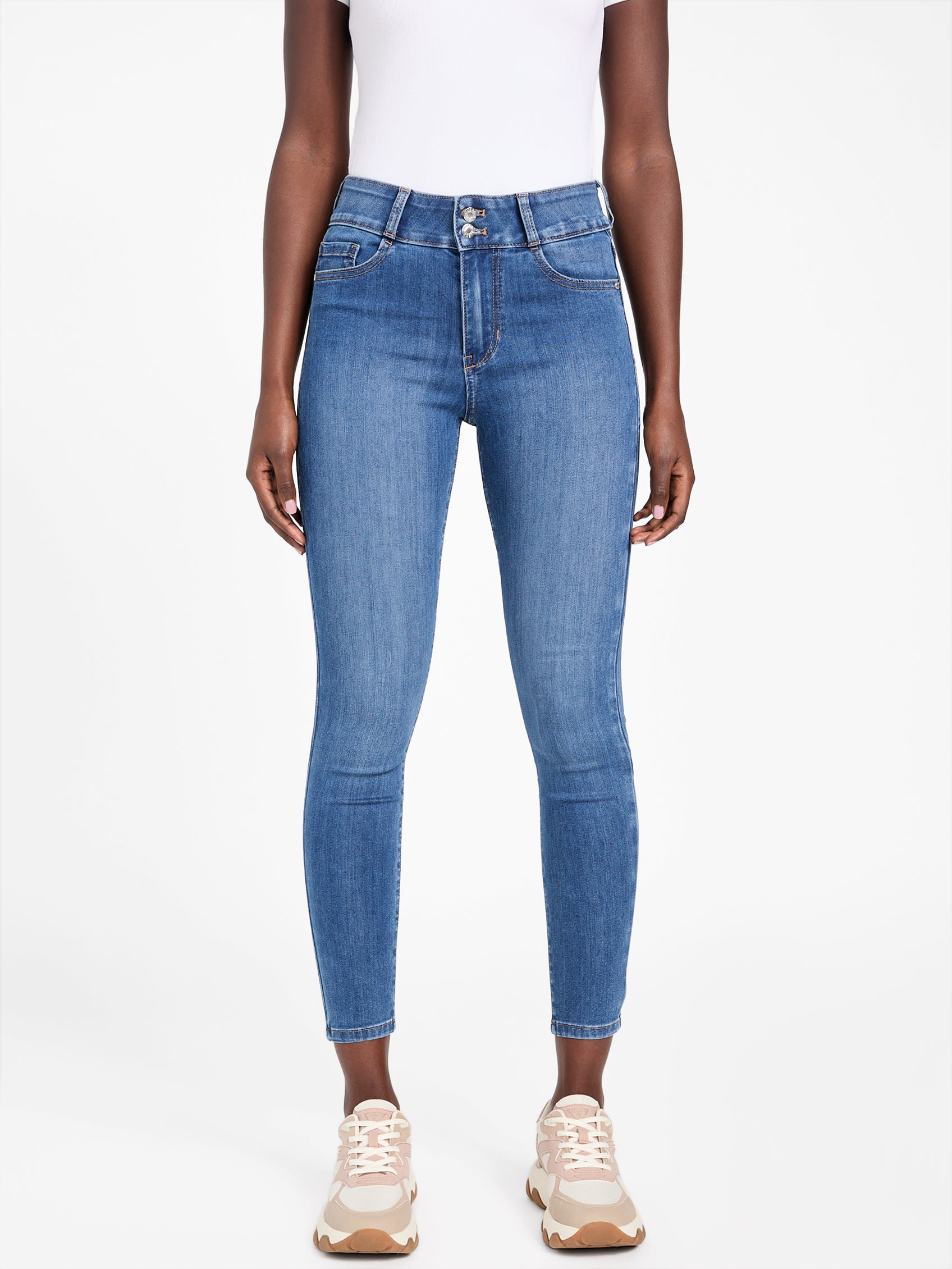 

Узкие джинсы Eco Emilia с высокой посадкой Guess Factory, цвет medium wash