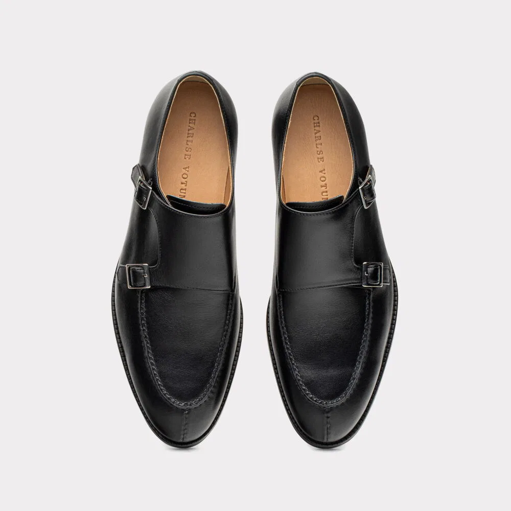 Мужские чёрные туфли Monk Strap с U-образным мысом от Charlse Votum — фото 2