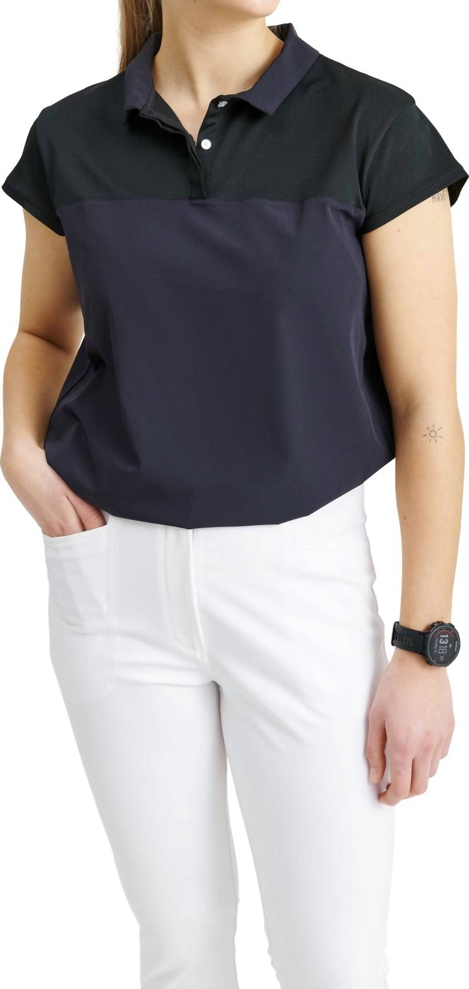 

Женское поло свободного кроя Becky Cupsleeve черного цвета Abacus Sportswear US