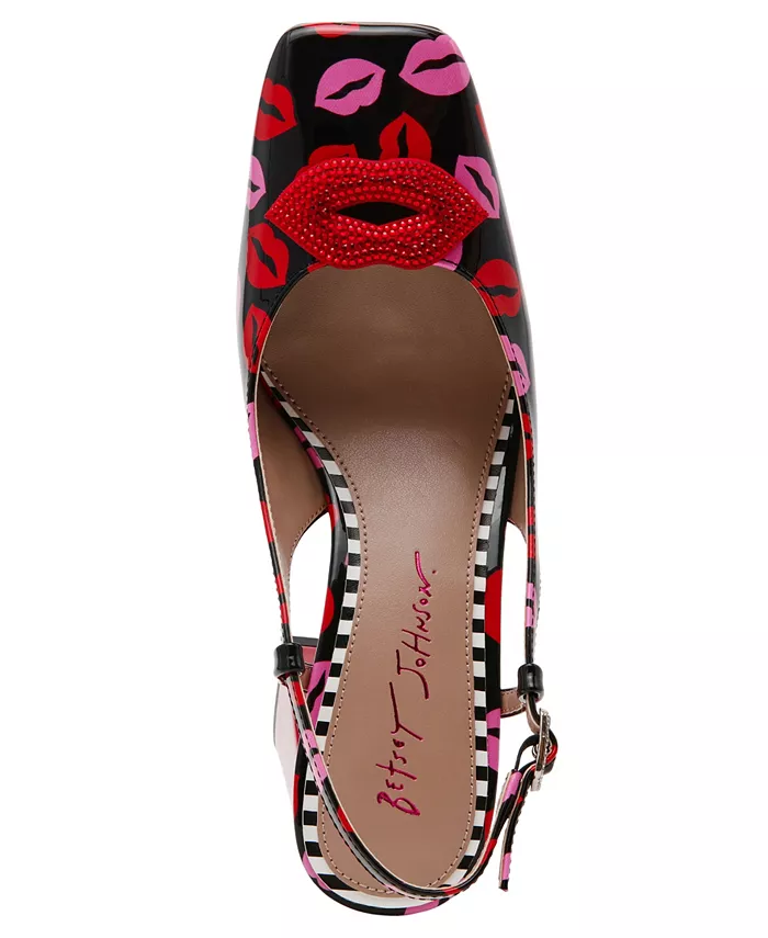 Женские туфли Ashhley на платформе с каблуком-танкеткой и принтом губ Betsey Johnson, красный — фото 3