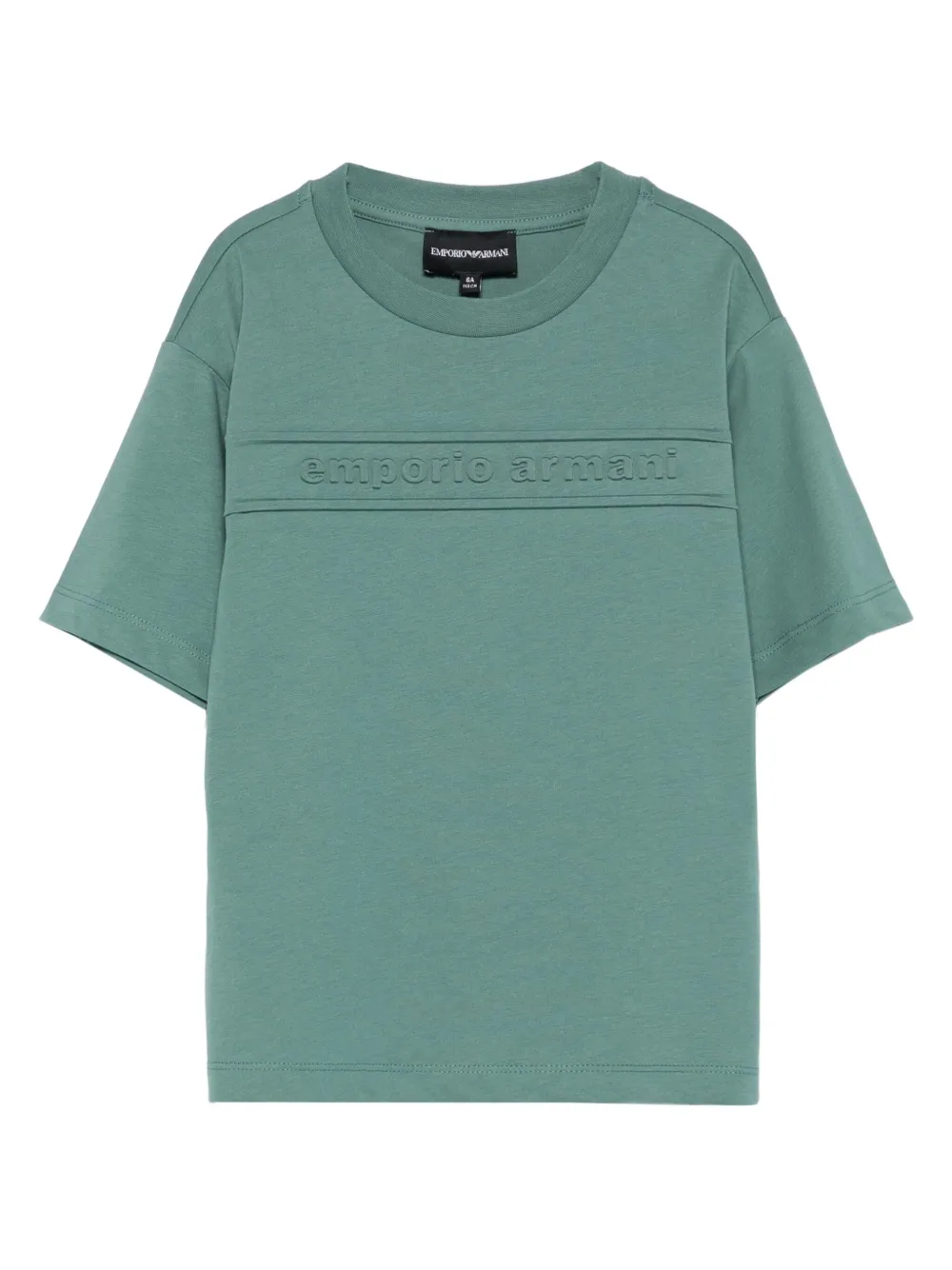 

Хлопковая футболка с тисненым логотипом Emporio Armani Kids, зеленый