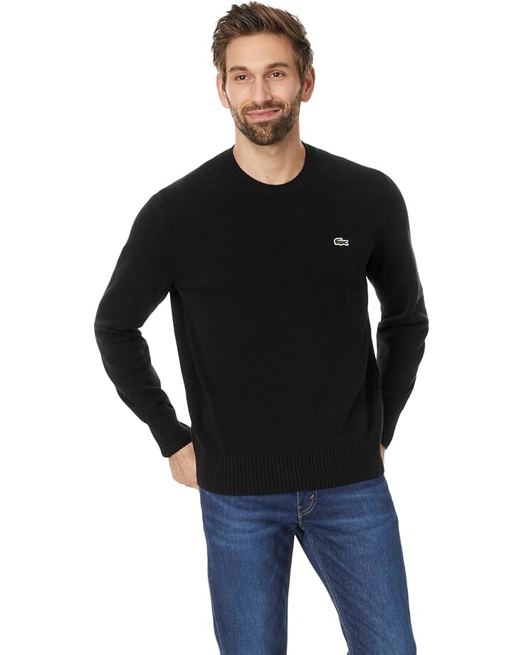

Свитер Lacoste Carded Wool Crew Neck Sweater, черный