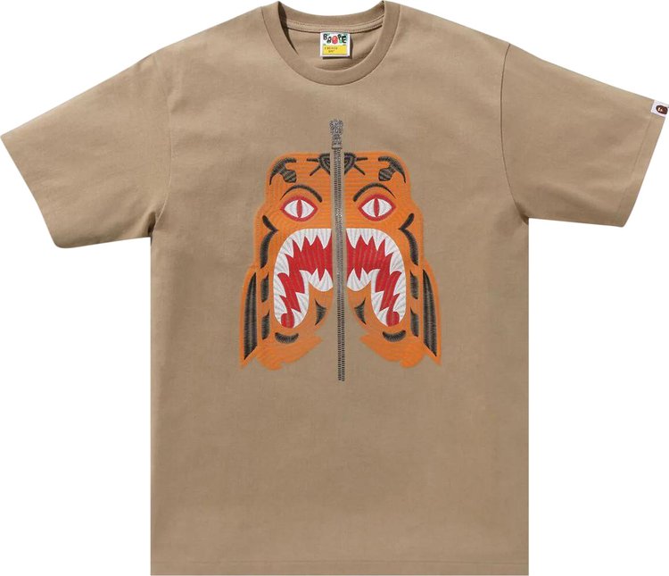 

Футболка BAPE Embroidery Style Tiger 'Beige', загар