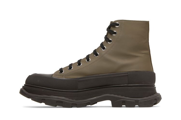 Ботинки Alexander McQueen Tread Slick Boots Khaki Black, зеленый — фото 3