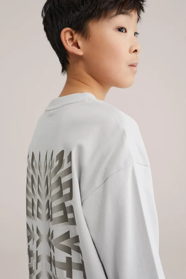 Футболка с длинными рукавами "соленая собака" We Fashion, Light Grey
