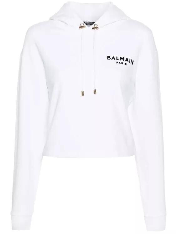 

Укороченная толстовка blanc с флокированным логотипом Balmain, белый