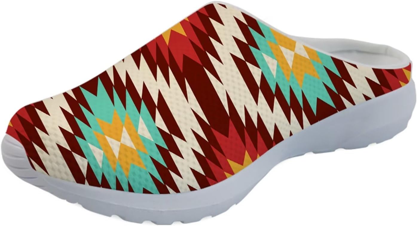 

Мужские садовые сабо GLENLCWE, женские сабо-сандалии, сетчатые пляжные тапочки для душа, повседневные мюли с поддержкой свода стопы для дома и улицы, Native Geometric Aztec