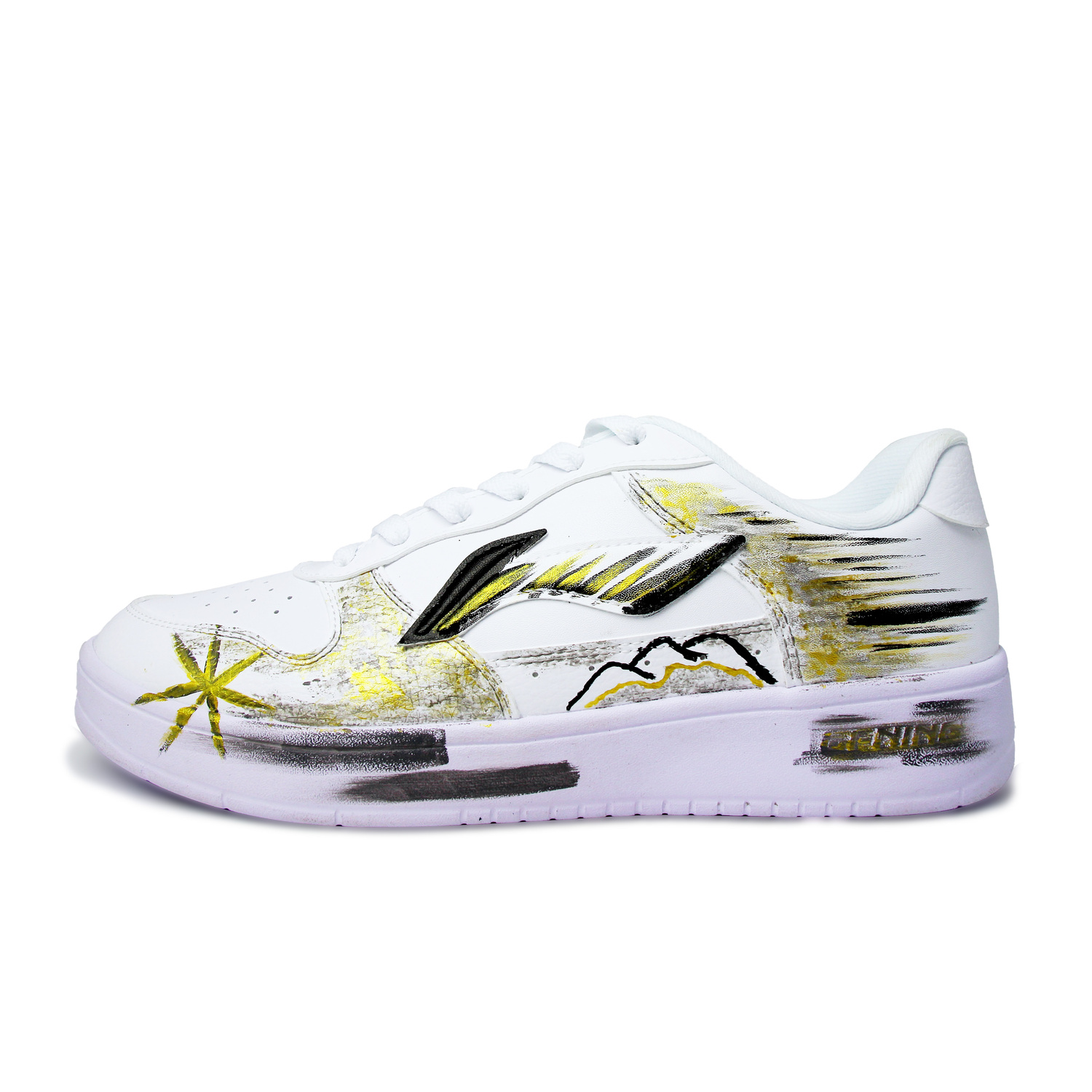 

Li-Ning Floating Boat синтетическая кожа ручная роспись граффити легкие и дышащие низкие кроссовки для скейтбординга унисекс