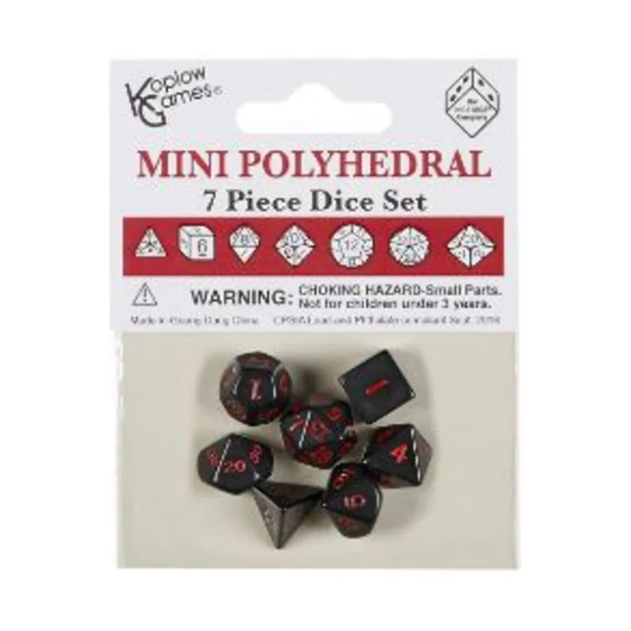 

Мини-набор многогранников — черный с красным (7), Dice - Mini (10mm)