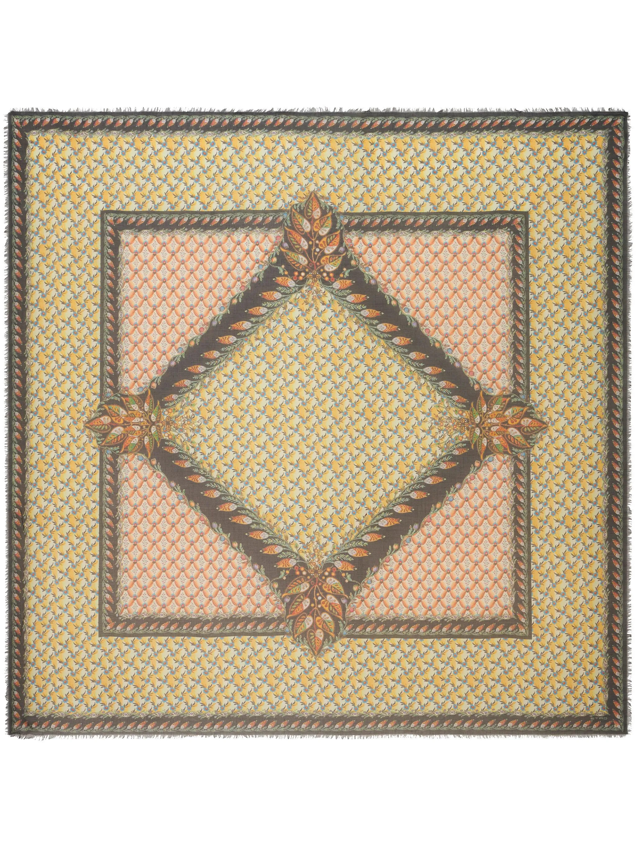 

Шарф с бахромой и цветочным принтом Etro, желтый