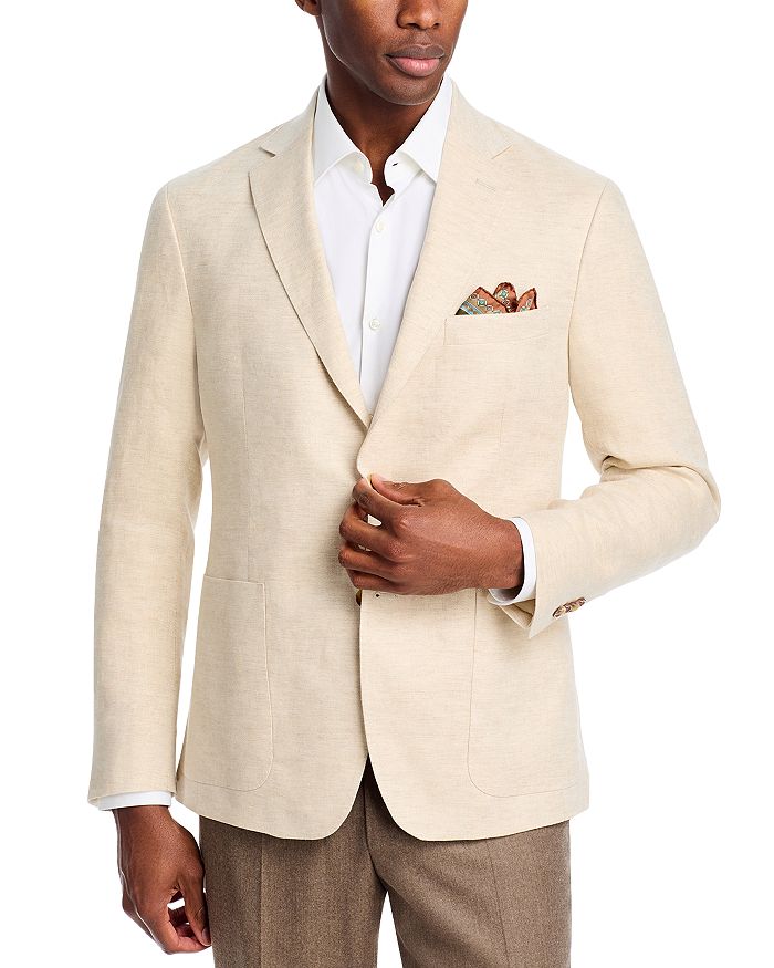 

Льняной рюкзак Delave Hopsack Regular Fit неструктурированного спортивного пальто The Men's Store at Bloomingdale's, коричневый/бежевый