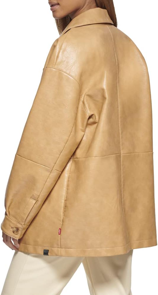 Женский свободный пиджак Levi's из искусственной кожи, Tan — фото 2